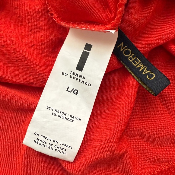 I jeans by Buffalo Vibrant Red Orange Studded Sparkly Racerback Tank Top Size LG - Picture 8 of 16